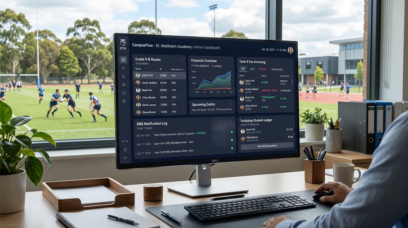 School fees and academy operations workspace
