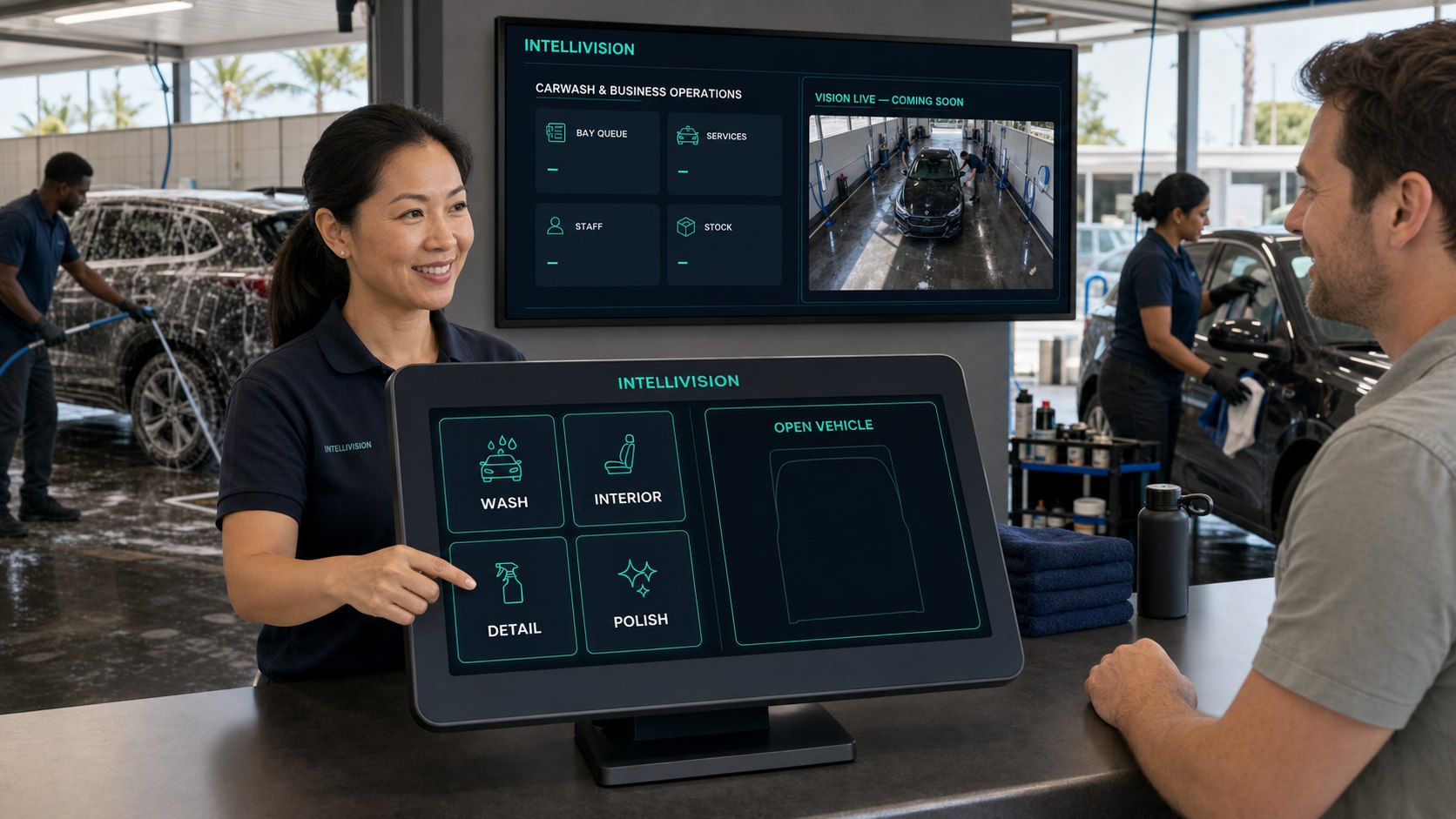 Global-English carwash POS and bay operations concept
