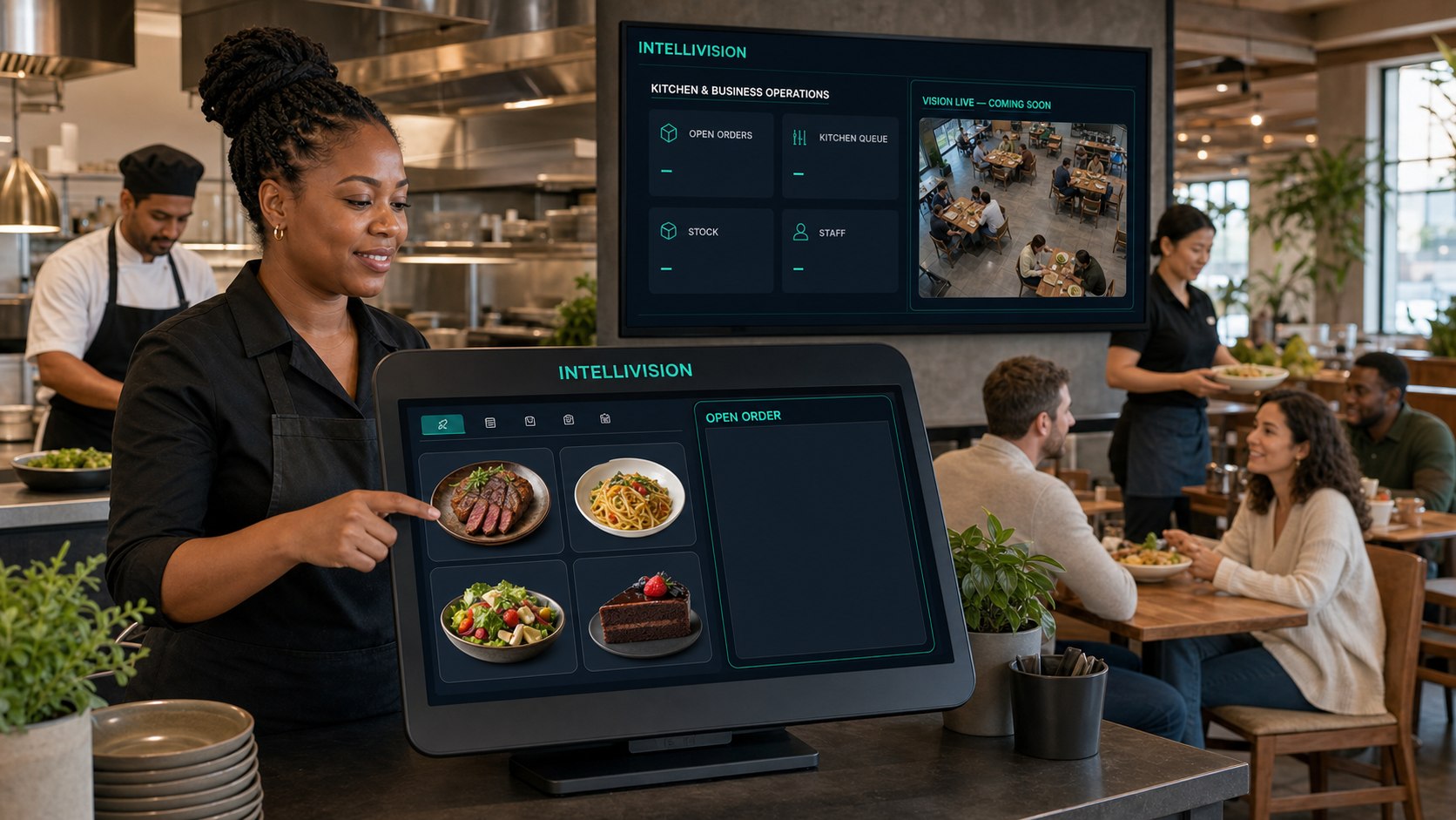 Global-English restaurant POS, kitchen operations and Vision Live coming-soon concept
