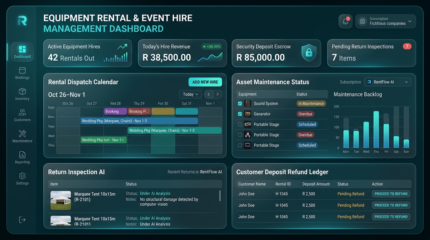Equipment & Event Hire UI
