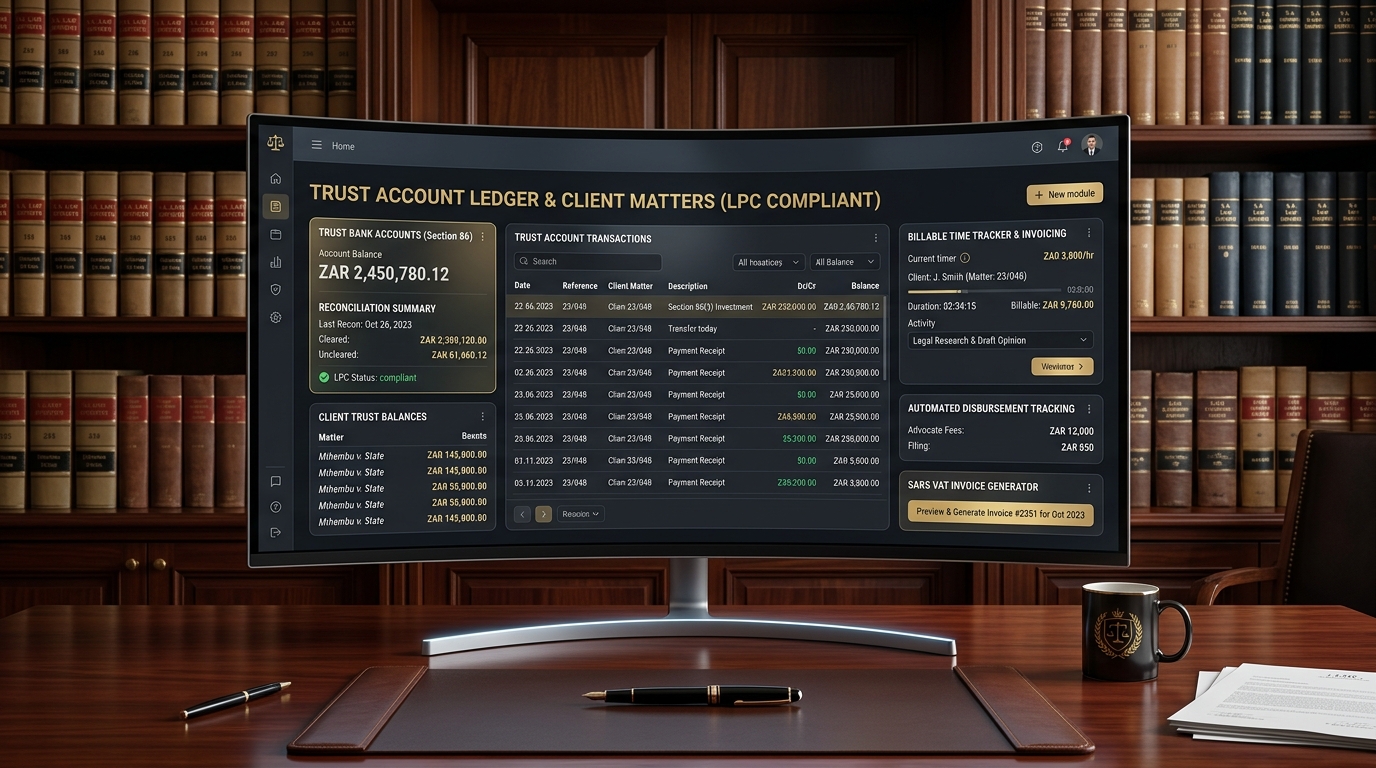 Legal trust and accounting operations workspace